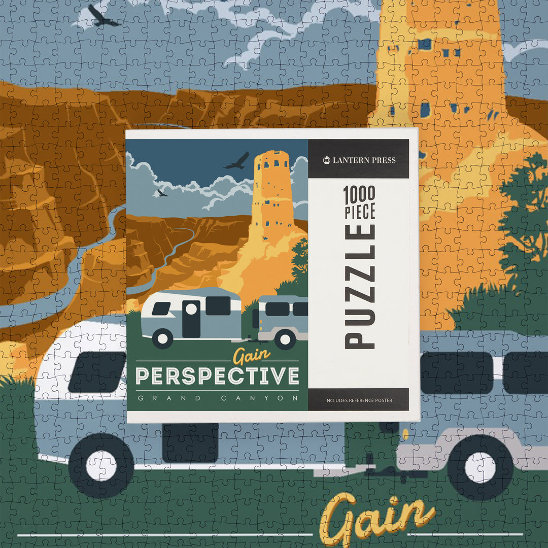 Grand Canyon National Park, Arizona, Gain Perspective, Vector Style, Jigsaw Puzzle Puzzle Lantern Press 