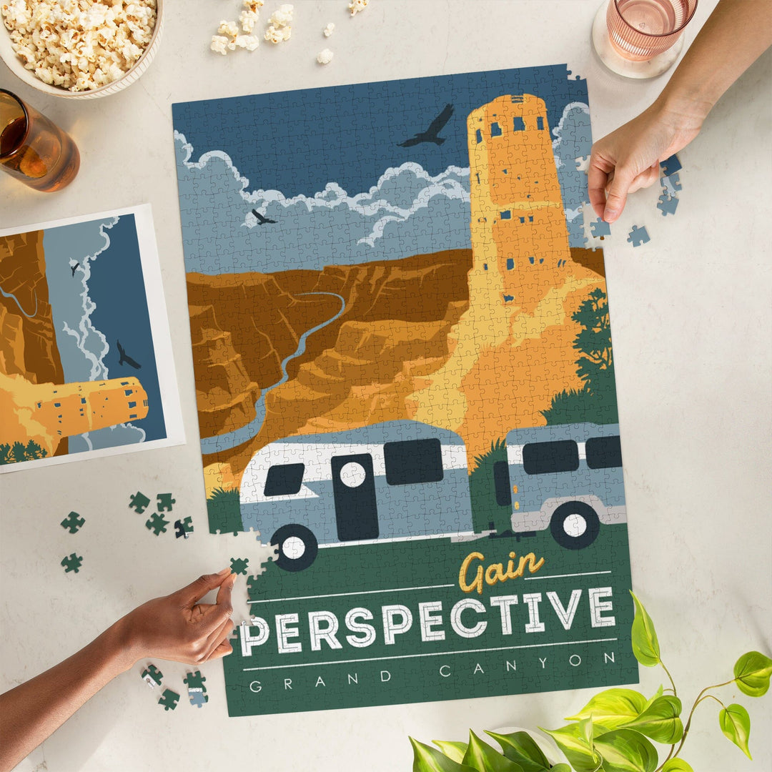 Grand Canyon National Park, Arizona, Gain Perspective, Vector Style, Jigsaw Puzzle Puzzle Lantern Press 