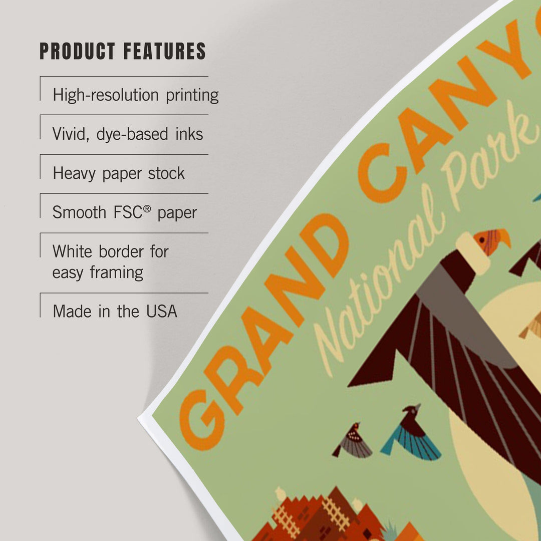 Grand Canyon National Park, Arizona, Geometric National Park Series, Art & Giclee Prints Art Lantern Press 