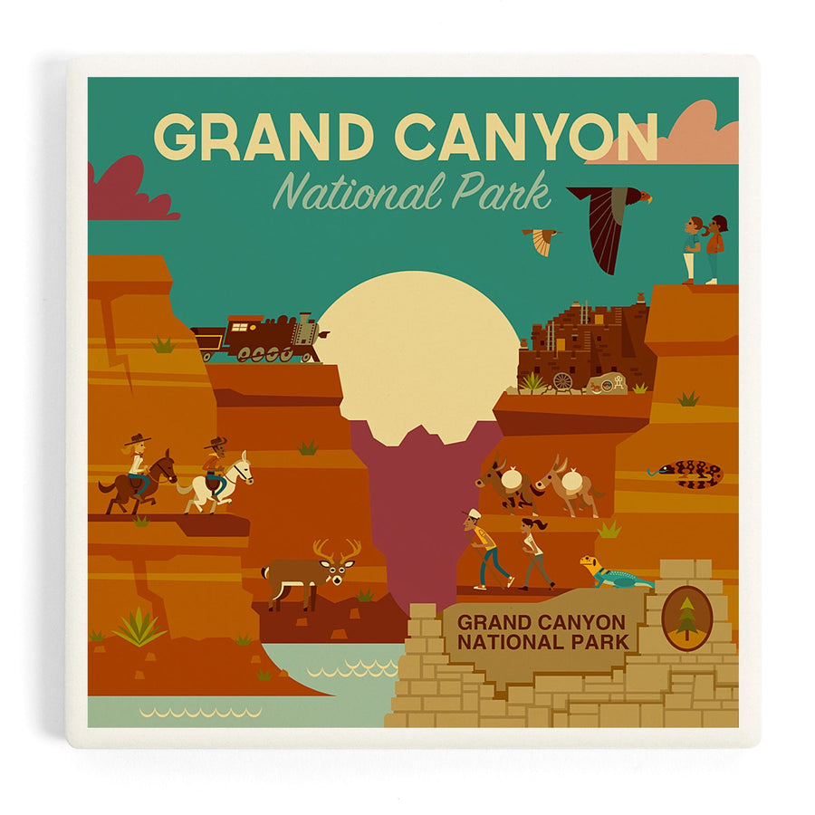 Grand Canyon National Park, Arizona, Geometric National Park Series, Coasters Coasters Lantern Press 