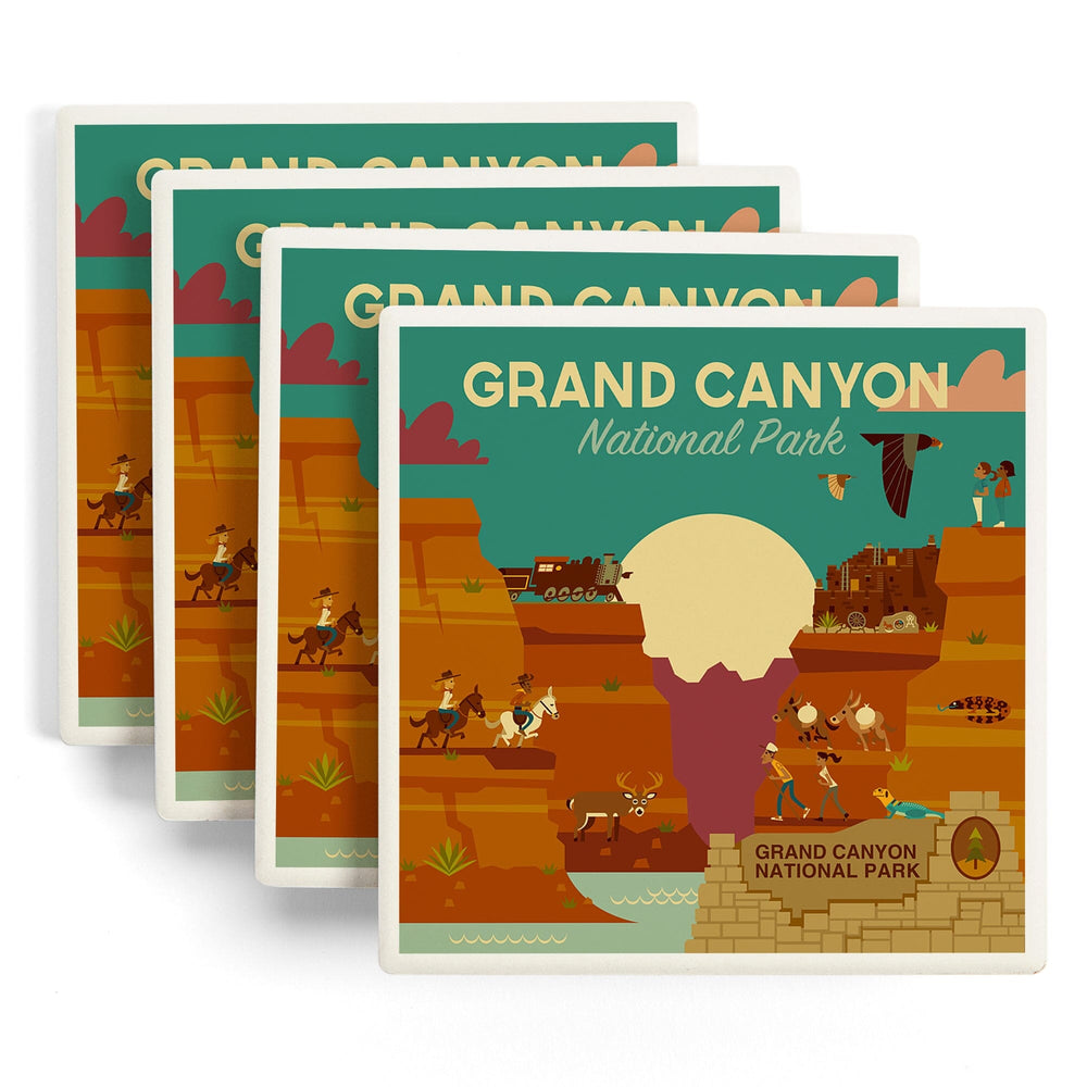 Grand Canyon National Park, Arizona, Geometric National Park Series, Coasters Coasters Lantern Press 