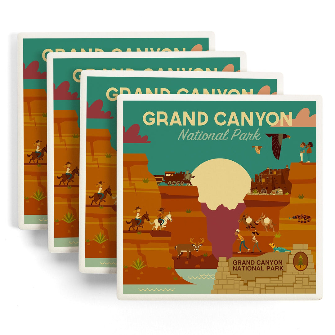 Grand Canyon National Park, Arizona, Geometric National Park Series, Coasters Coasters Lantern Press 