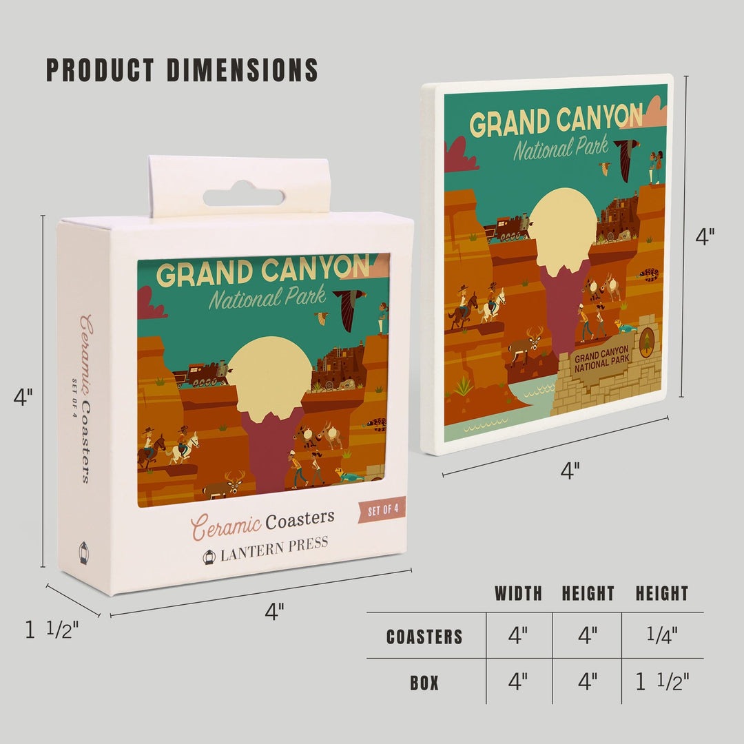 Grand Canyon National Park, Arizona, Geometric National Park Series, Coasters Coasters Lantern Press 