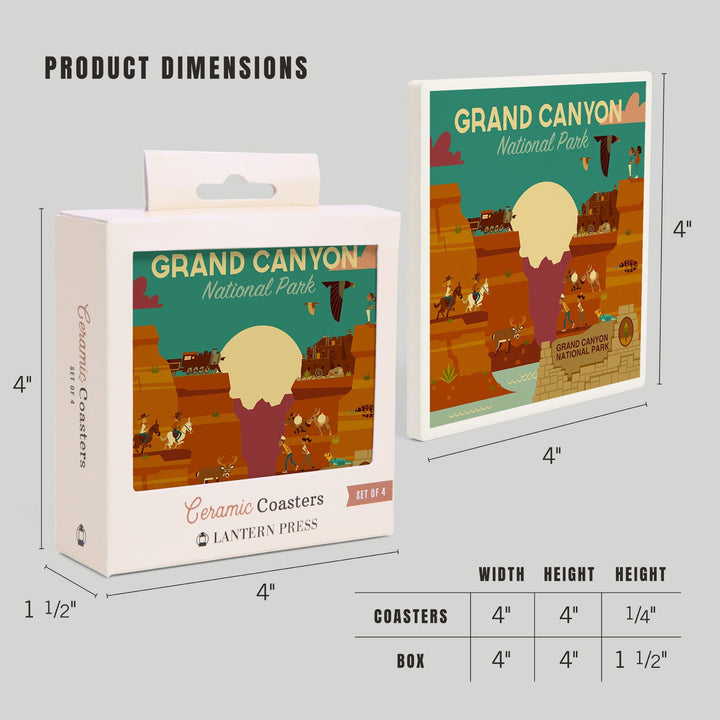 Grand Canyon National Park, Arizona, Geometric National Park Series, Coasters Coasters Lantern Press 