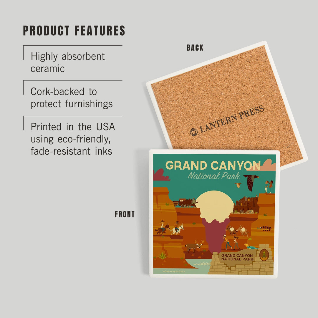 Grand Canyon National Park, Arizona, Geometric National Park Series, Coasters Coasters Lantern Press 