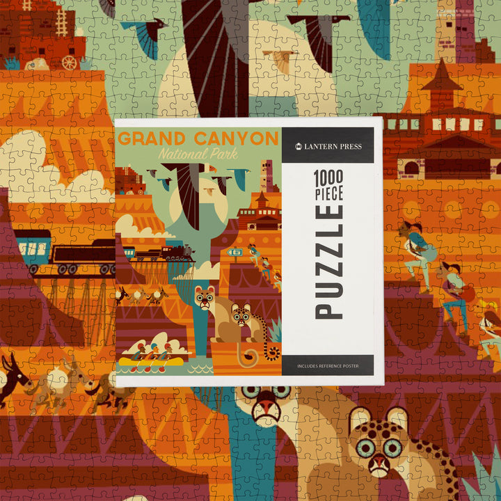 Grand Canyon National Park, Arizona, Geometric National Park Series, Jigsaw Puzzle Puzzle Lantern Press 