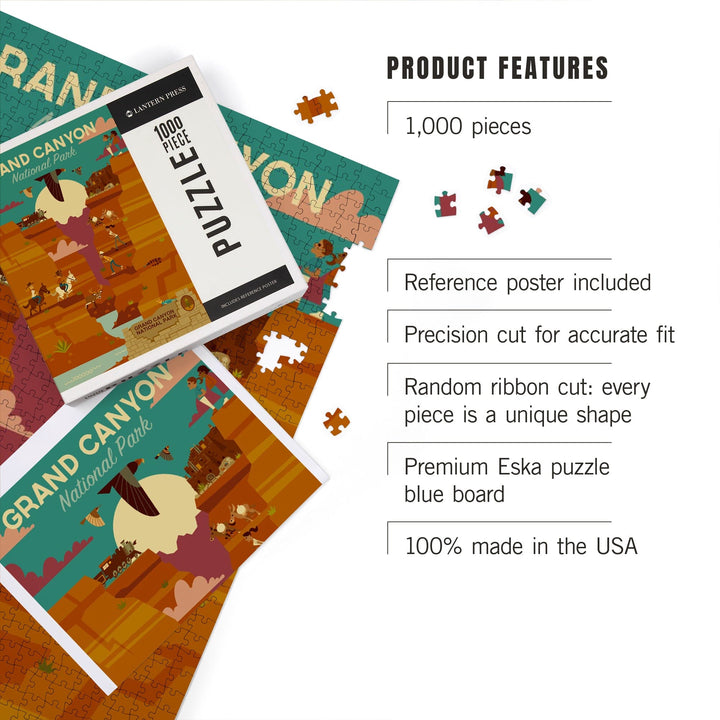 Grand Canyon National Park, Arizona, Geometric National Park Series, Jigsaw Puzzle Puzzle Lantern Press 