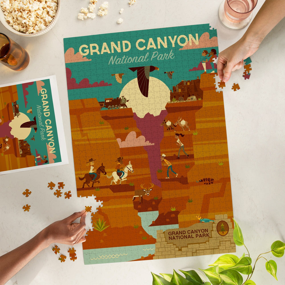 Grand Canyon National Park, Arizona, Geometric National Park Series, Jigsaw Puzzle Puzzle Lantern Press 