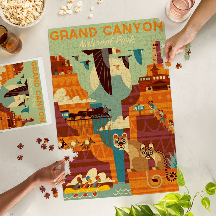 Grand Canyon National Park, Arizona, Geometric National Park Series, Jigsaw Puzzle Puzzle Lantern Press 