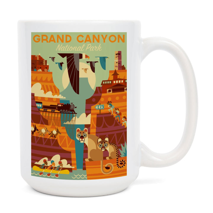 Grand Canyon National Park, Arizona, Geometric National Park Series, Lantern Press Artwork, Ceramic Mug Mugs Lantern Press 
