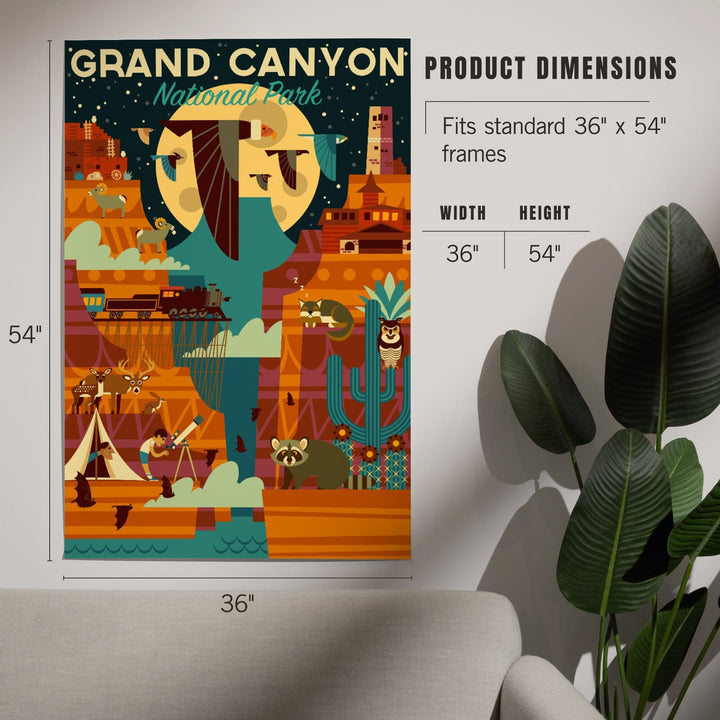 Grand Canyon National Park, Arizona, Geometric National Park Series (night), Art & Giclee Prints Art Lantern Press 