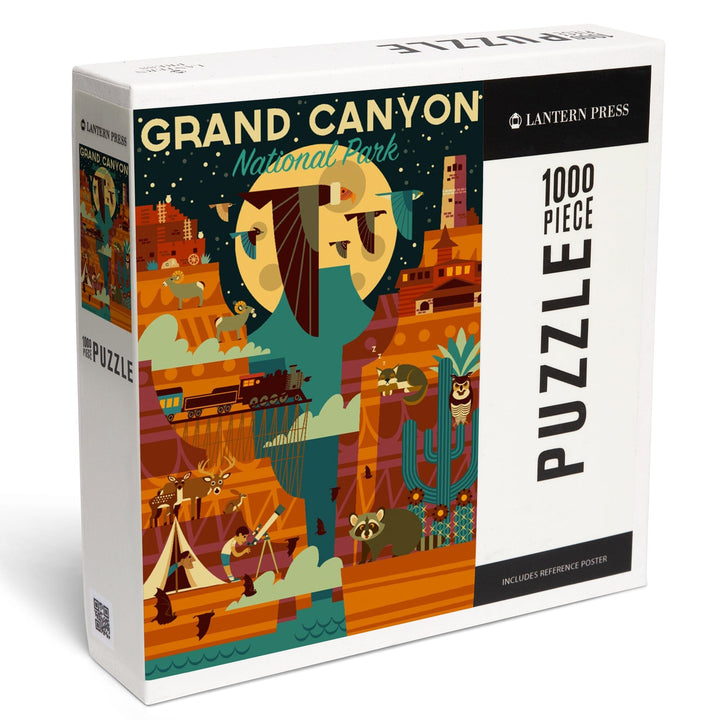 Grand Canyon National Park, Arizona, Geometric National Park Series (night), Jigsaw Puzzle Puzzle Lantern Press 