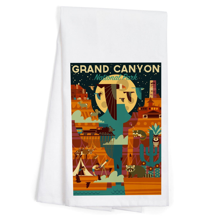 Grand Canyon National Park, Arizona, Geometric National Park Series (night), Organic Cotton Kitchen Tea Towels Kitchen Lantern Press 