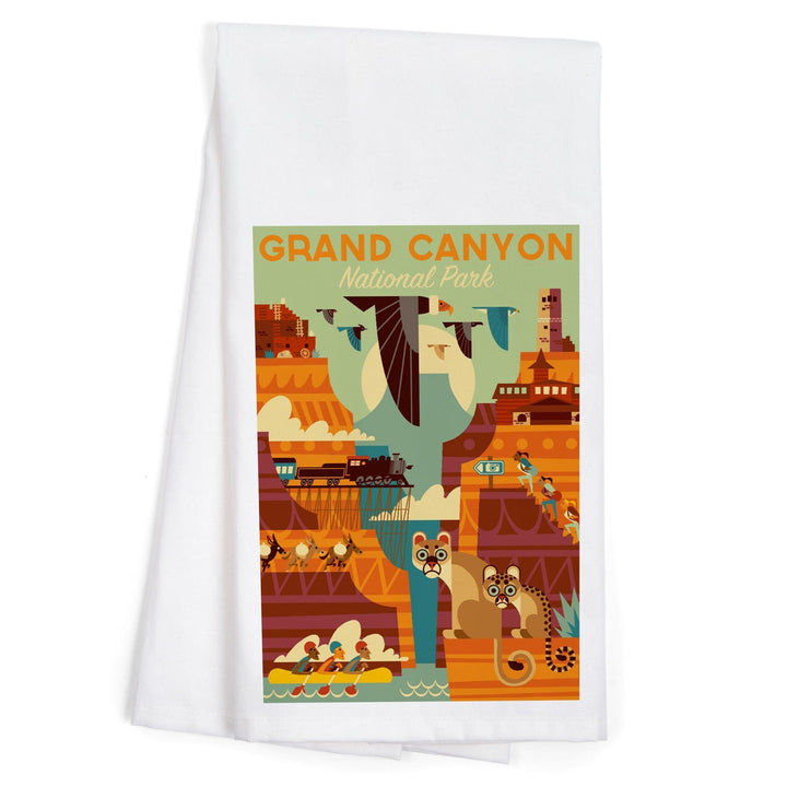 Grand Canyon National Park, Arizona, Geometric National Park Series, Organic Cotton Kitchen Tea Towels Kitchen Lantern Press 
