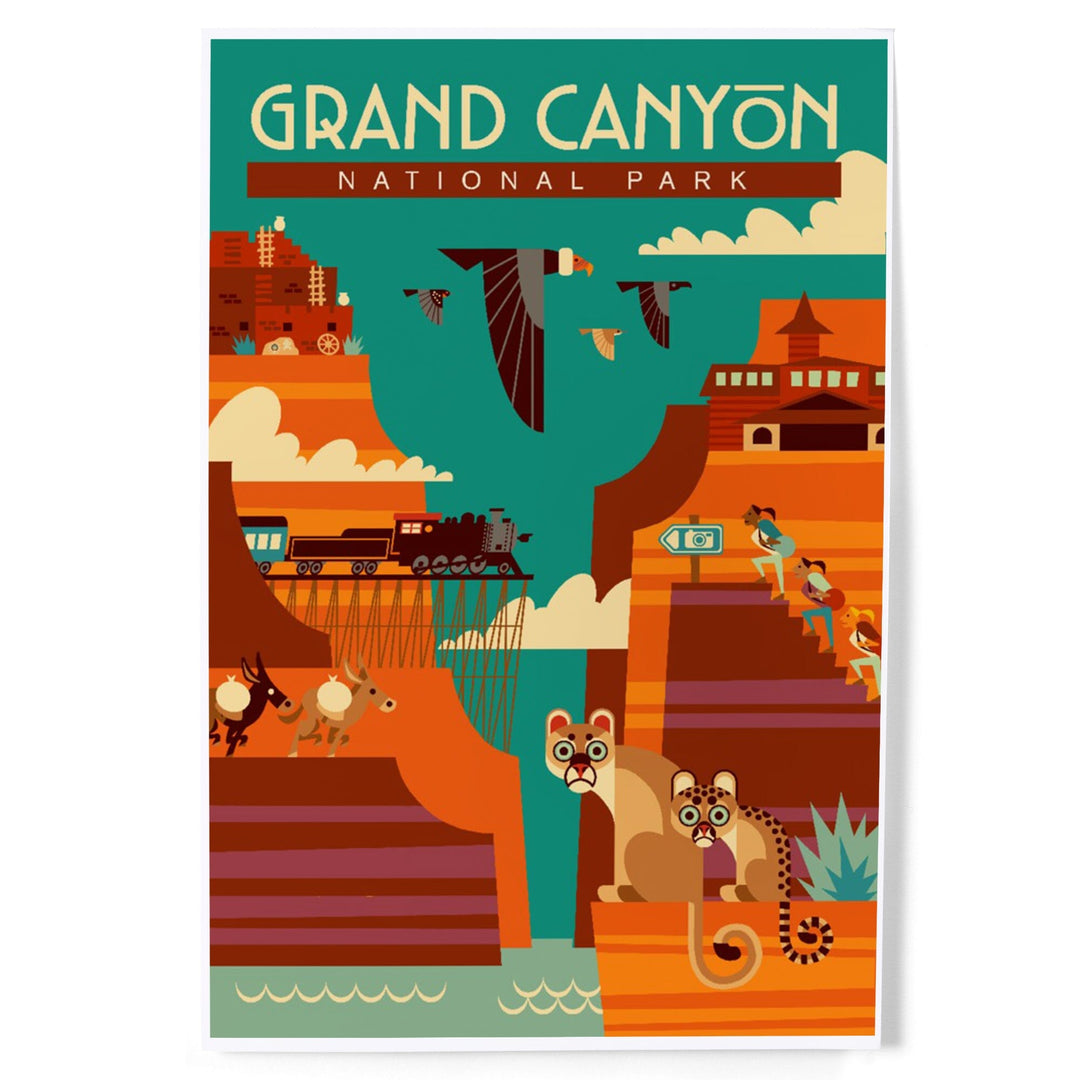 Grand Canyon National Park, Arizona, Geometric, Simple Day Scene, Art & Giclee Prints Art Lantern Press 