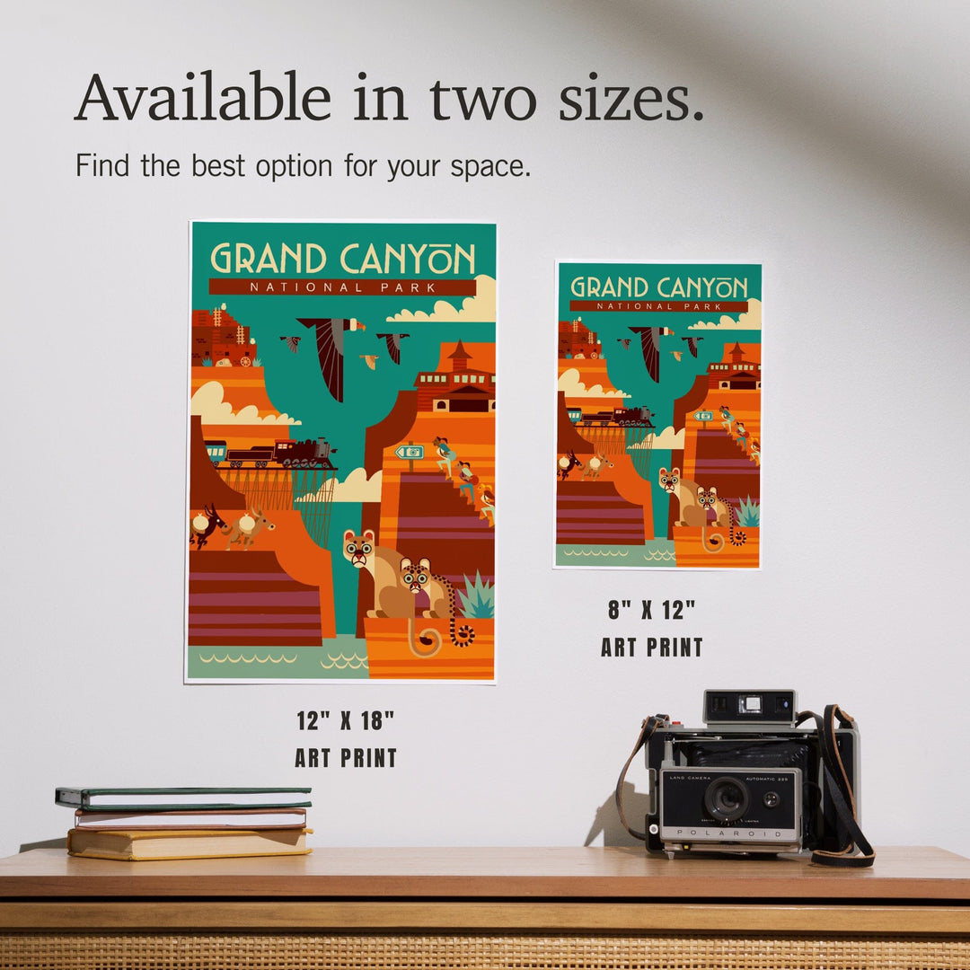 Grand Canyon National Park, Arizona, Geometric, Simple Day Scene, Art & Giclee Prints Art Lantern Press 