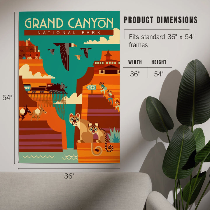 Grand Canyon National Park, Arizona, Geometric, Simple Day Scene, Art & Giclee Prints Art Lantern Press 