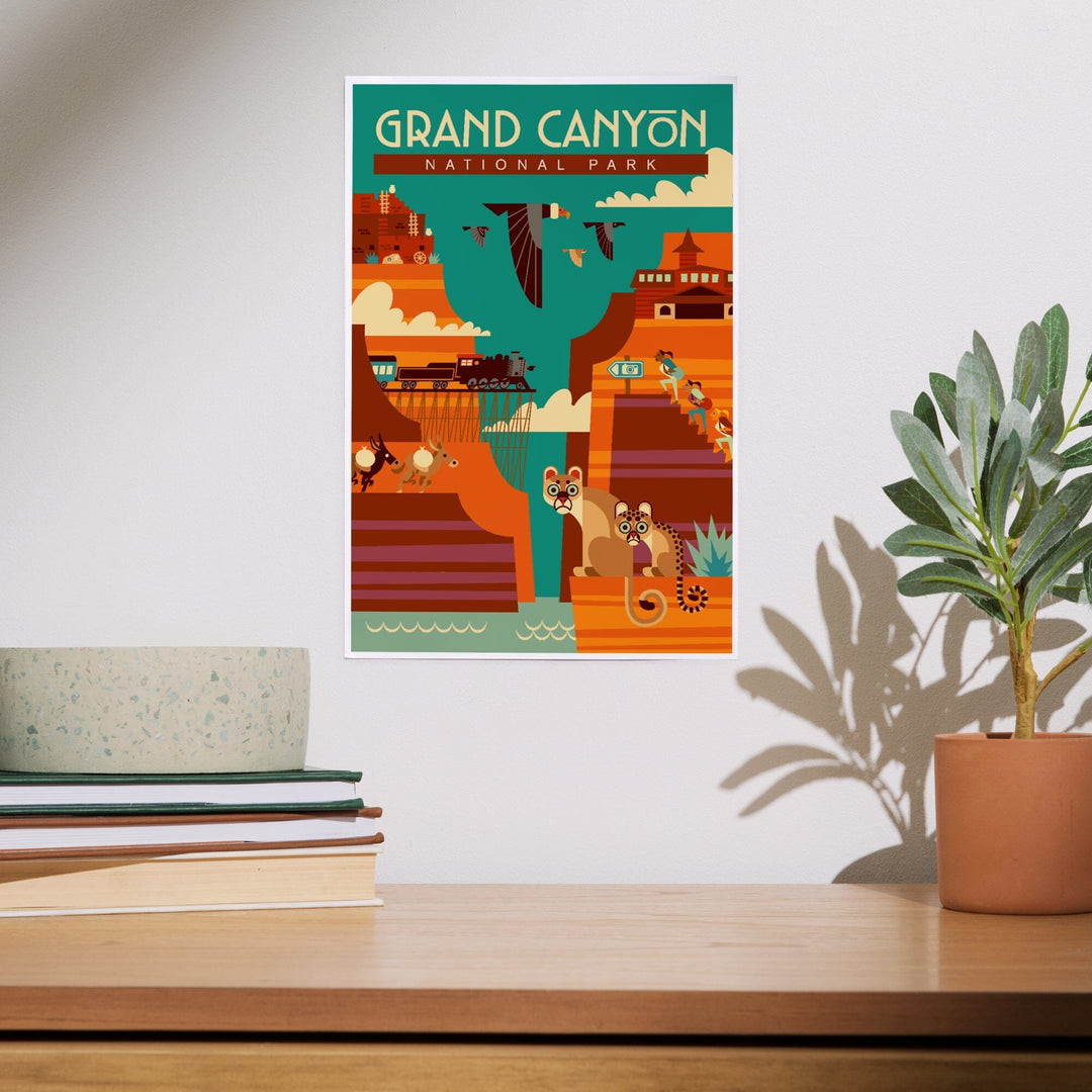 Grand Canyon National Park, Arizona, Geometric, Simple Day Scene, Art & Giclee Prints Art Lantern Press 