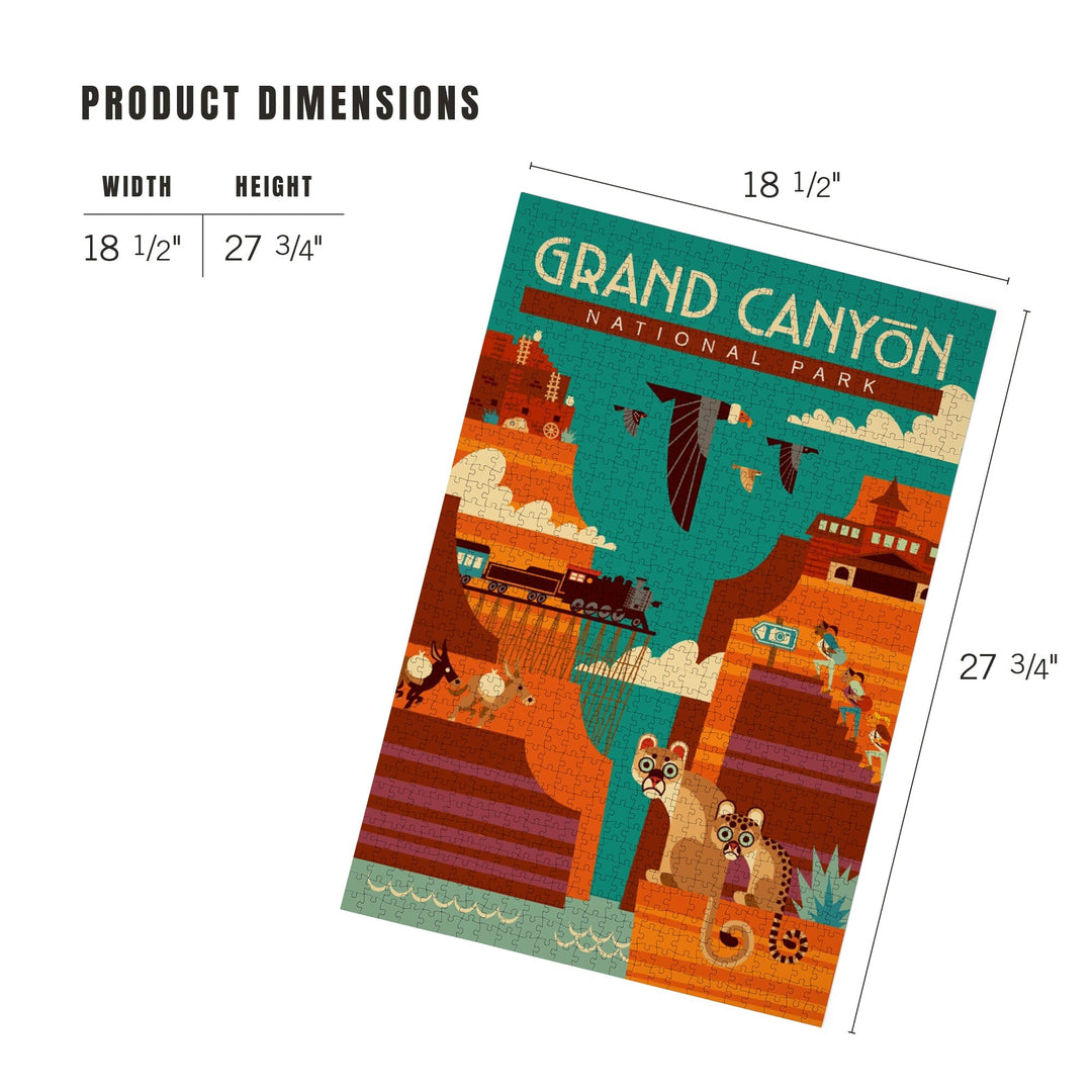 Grand Canyon National Park, Arizona, Geometric, Simple Day Scene, Jigsaw Puzzle Puzzle Lantern Press 