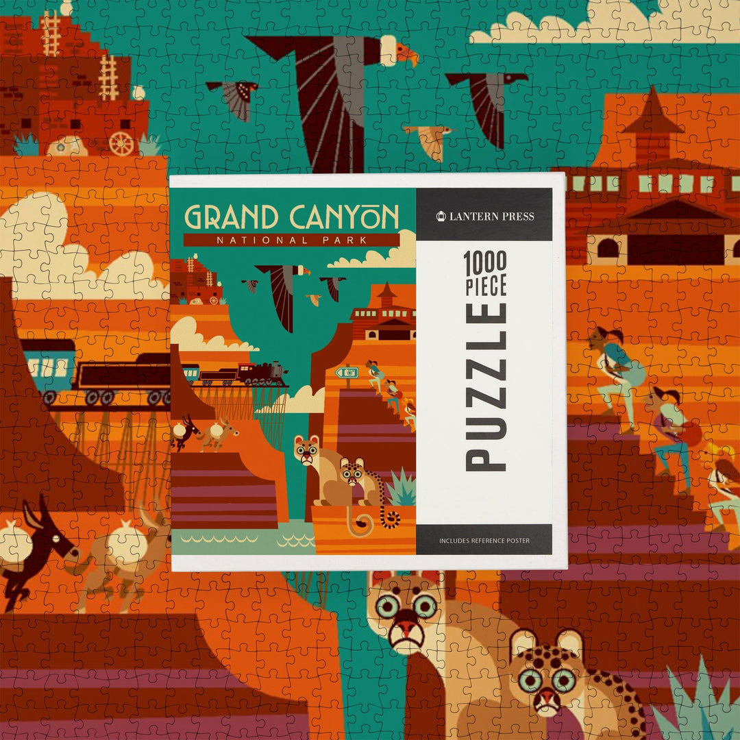 Grand Canyon National Park, Arizona, Geometric, Simple Day Scene, Jigsaw Puzzle Puzzle Lantern Press 