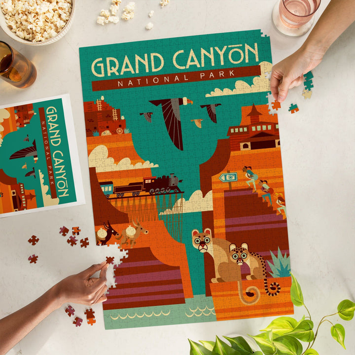 Grand Canyon National Park, Arizona, Geometric, Simple Day Scene, Jigsaw Puzzle Puzzle Lantern Press 