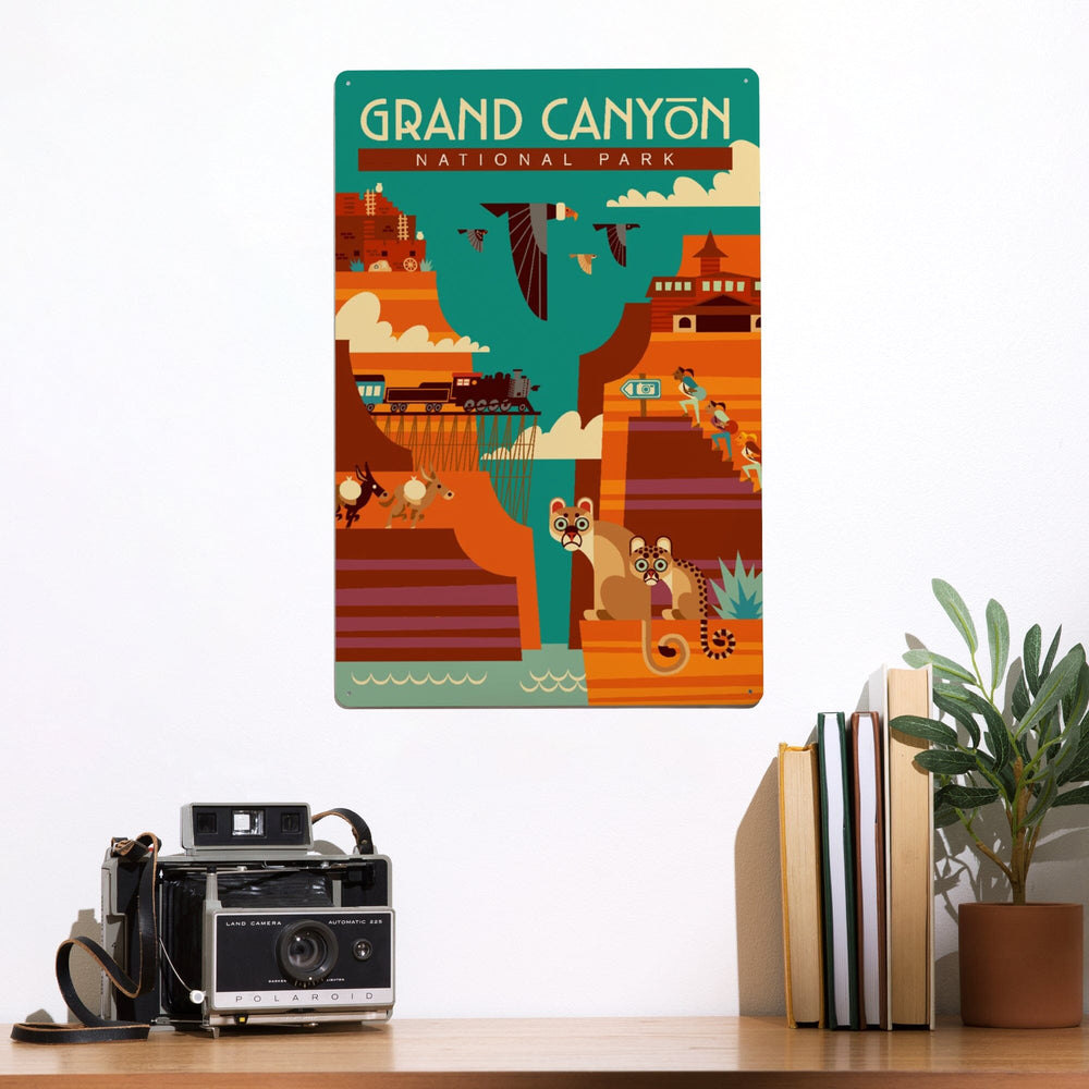 Grand Canyon National Park, Arizona, Geometric, Simple Day Scene, Metal Signs Metal Lantern Press 