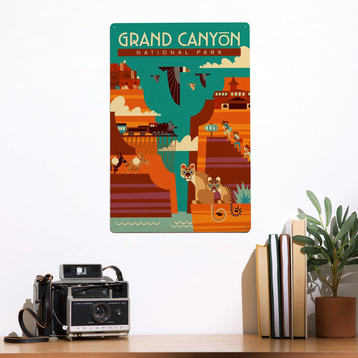 Grand Canyon National Park, Arizona, Geometric, Simple Day Scene, Metal Signs Metal Lantern Press 