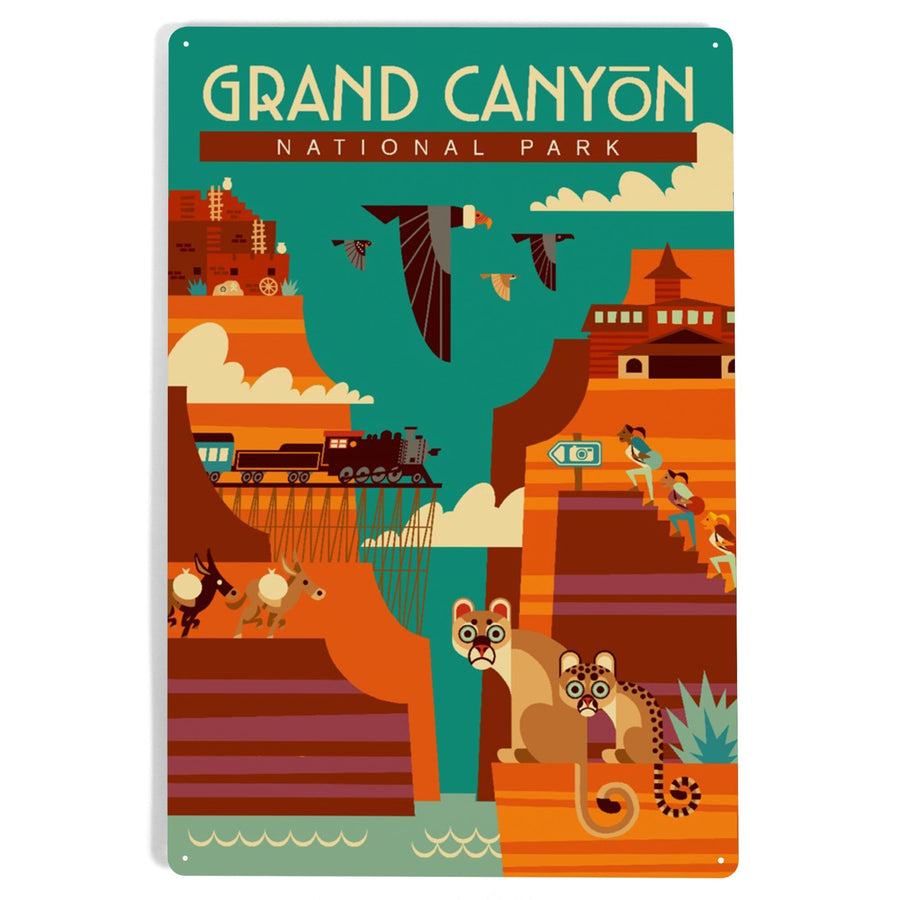 Grand Canyon National Park, Arizona, Geometric, Simple Day Scene, Metal Signs Metal Lantern Press 