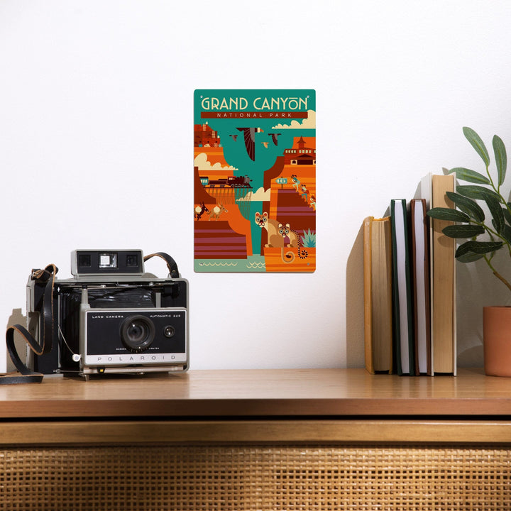 Grand Canyon National Park, Arizona, Geometric, Simple Day Scene, Metal Signs Metal Lantern Press 