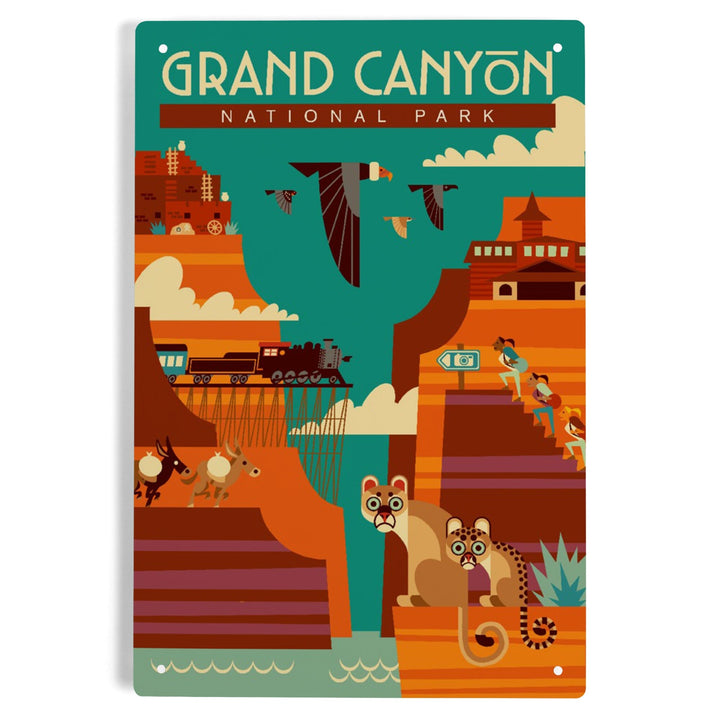 Grand Canyon National Park, Arizona, Geometric, Simple Day Scene, Metal Signs Metal Lantern Press 