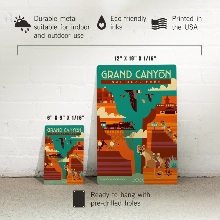 Grand Canyon National Park, Arizona, Geometric, Simple Day Scene, Metal Signs Metal Lantern Press 