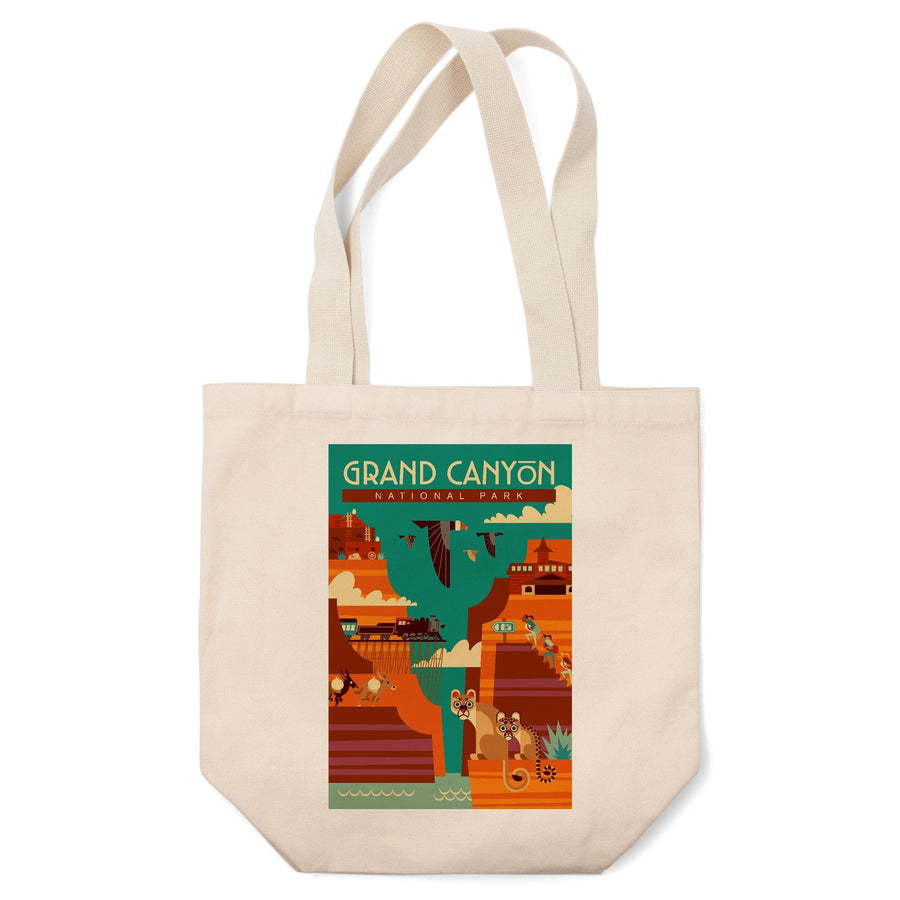 Grand Canyon National Park, Arizona, Geometric, Simple Day Scene, Tote Bag Totes Lantern Press 