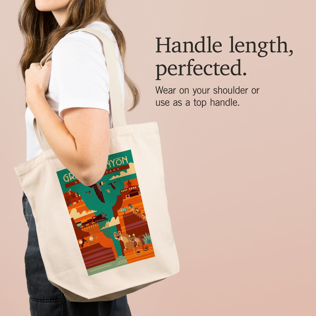 Grand Canyon National Park, Arizona, Geometric, Simple Day Scene, Tote Bag Totes Lantern Press 