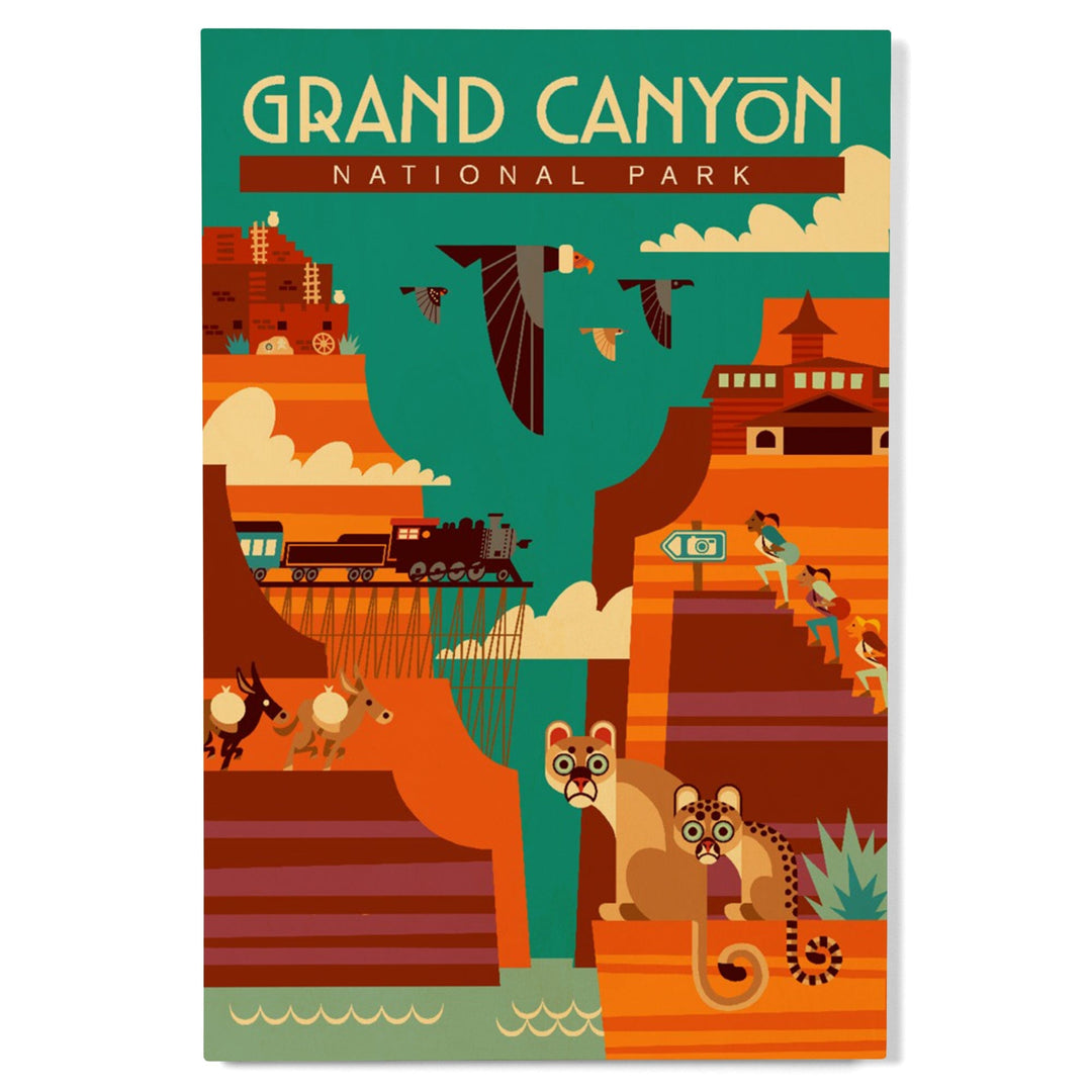 Grand Canyon National Park, Arizona, Geometric, Simple Day Scene, Wood Signs and Postcards Wood Lantern Press 