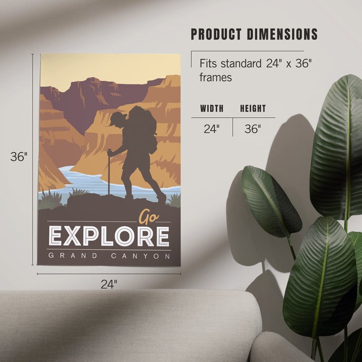 Grand Canyon National Park, Arizona, Go Explore, Backpacker, Vector Style, Art & Giclee Prints Art Lantern Press 