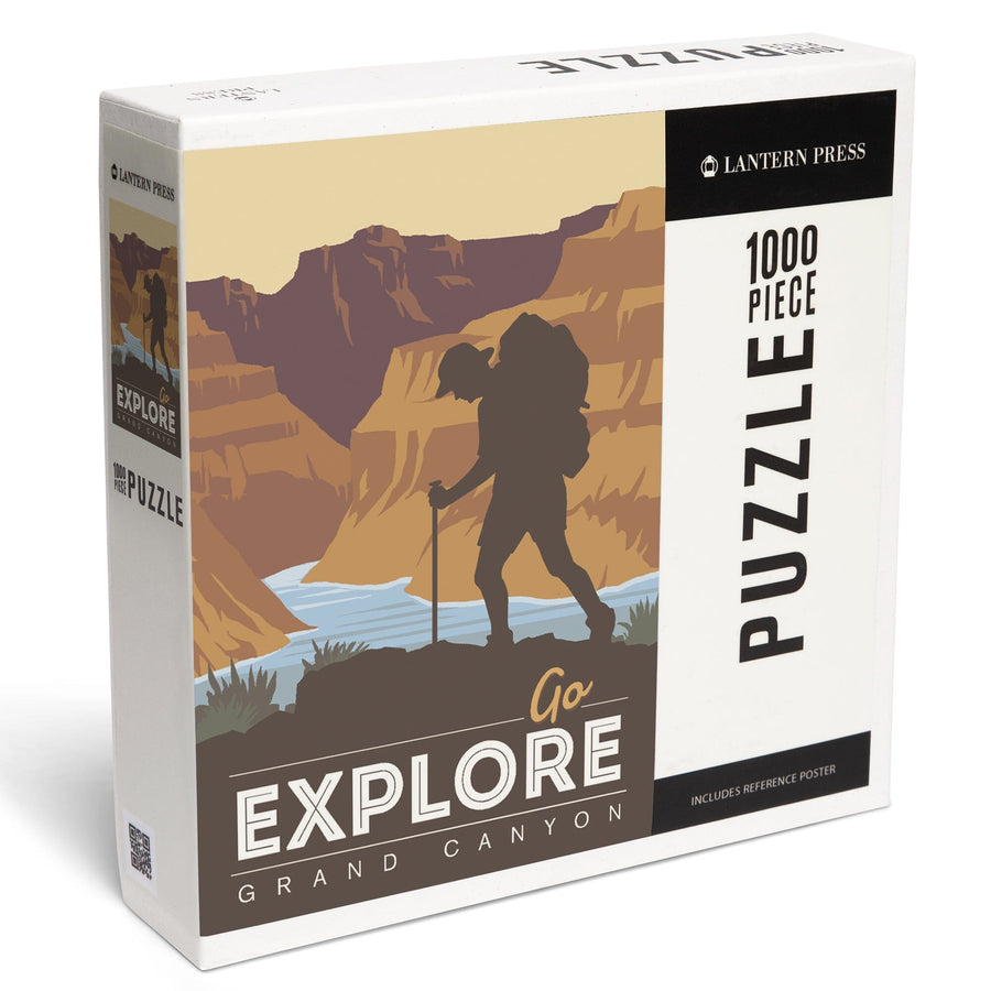 Grand Canyon National Park, Arizona, Go Explore, Backpacker, Vector Style, Jigsaw Puzzle Puzzle Lantern Press 