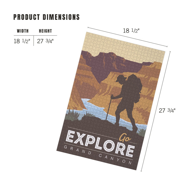 Grand Canyon National Park, Arizona, Go Explore, Backpacker, Vector Style, Jigsaw Puzzle Puzzle Lantern Press 