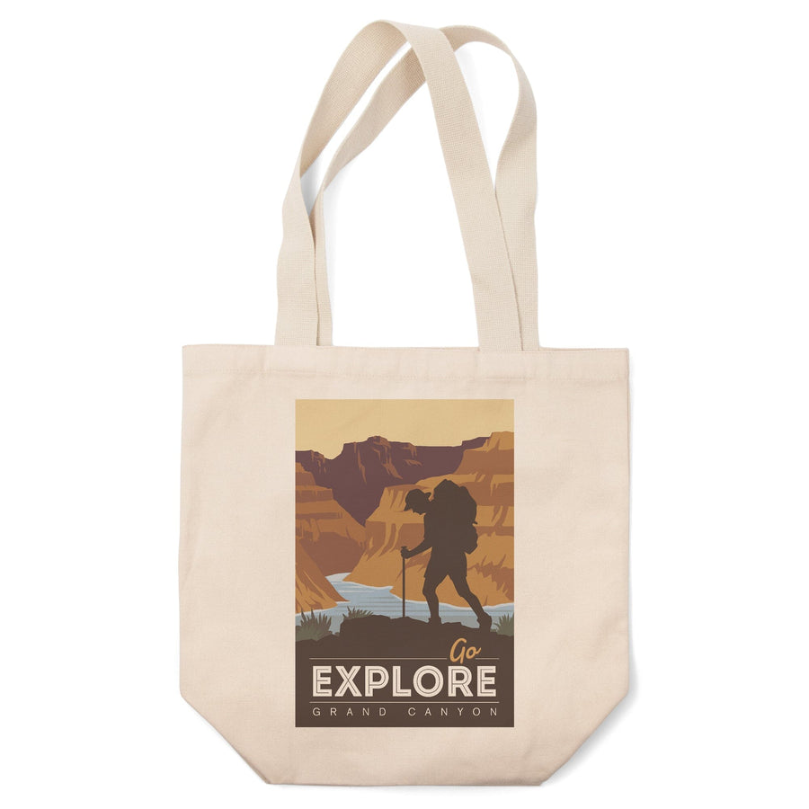 Grand Canyon National Park, Arizona, Go Explore, Backpacker, Vector Style, Tote Bag Totes Lantern Press 