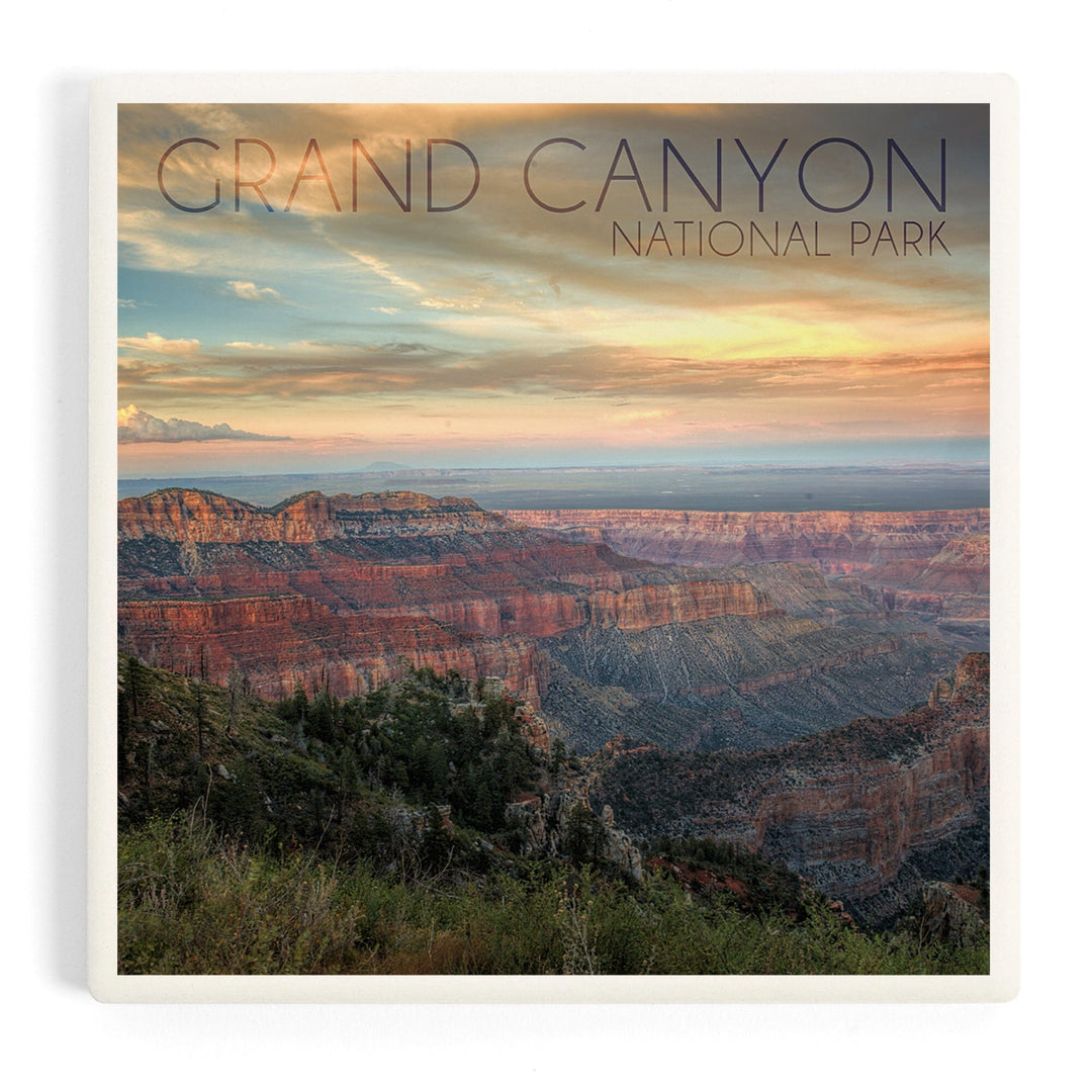 Grand Canyon National Park, Arizona, Hazy Canyon View, Coasters Coasters Lantern Press 