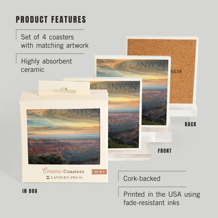 Grand Canyon National Park, Arizona, Hazy Canyon View, Coasters Coasters Lantern Press 