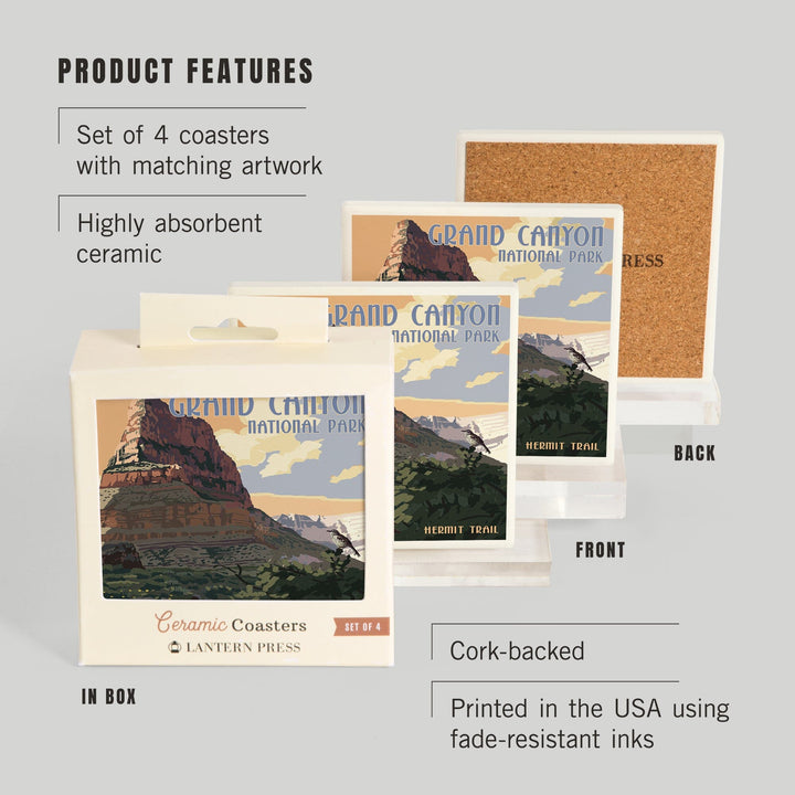Grand Canyon National Park, Arizona, Hermit Trail, Coasters Coasters Lantern Press 