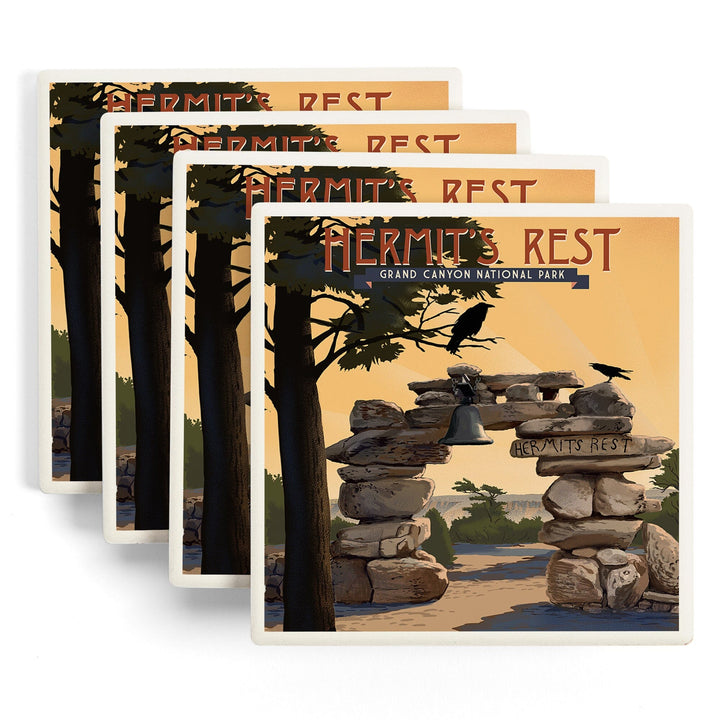 Grand Canyon National Park, Arizona, Hermits Rest, Lithograph National Park Series, Coasters Coasters Lantern Press 