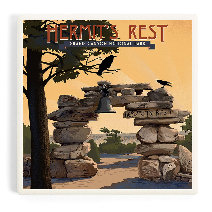 Grand Canyon National Park, Arizona, Hermits Rest, Lithograph National Park Series, Coasters Coasters Lantern Press 