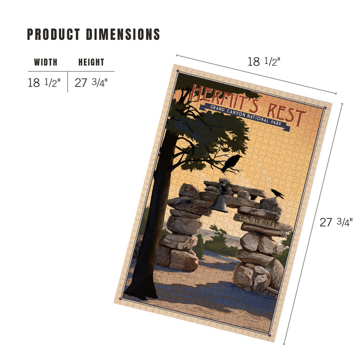 Grand Canyon National Park, Arizona, Hermits Rest, Lithograph National Park Series, Jigsaw Puzzle Puzzle Lantern Press 