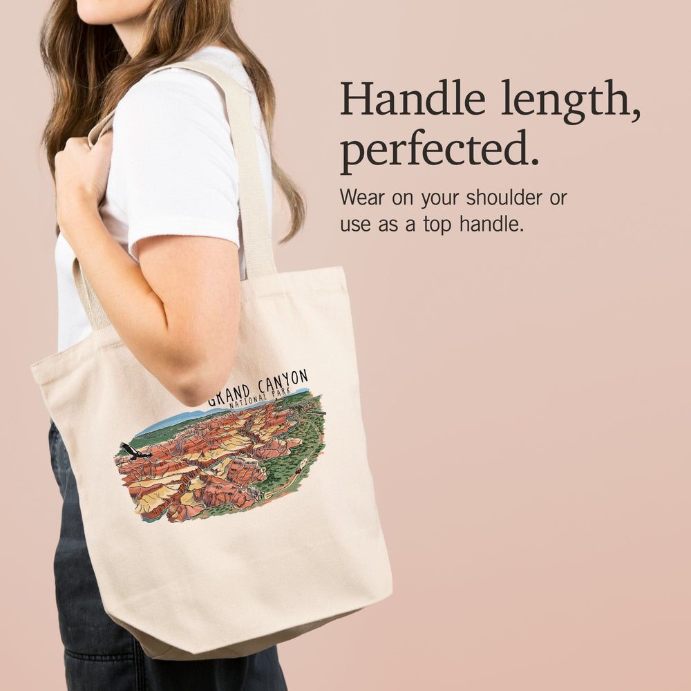 Grand Canyon National Park, Arizona, Line Drawing, Tote Bag Totes Lantern Press 