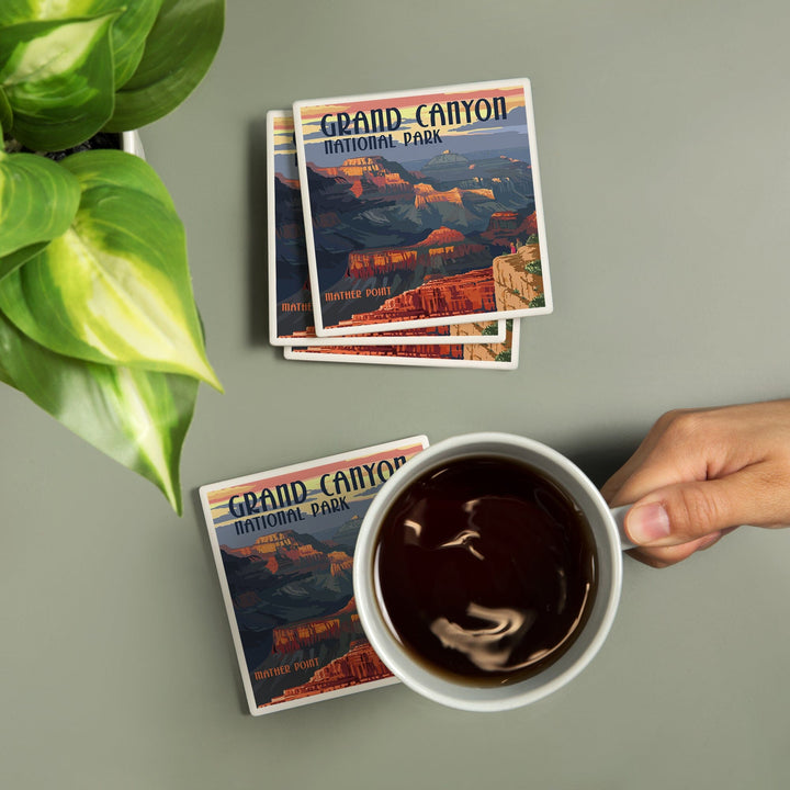 Grand Canyon National Park, Arizona, Mather Point, Coasters Coasters Lantern Press 