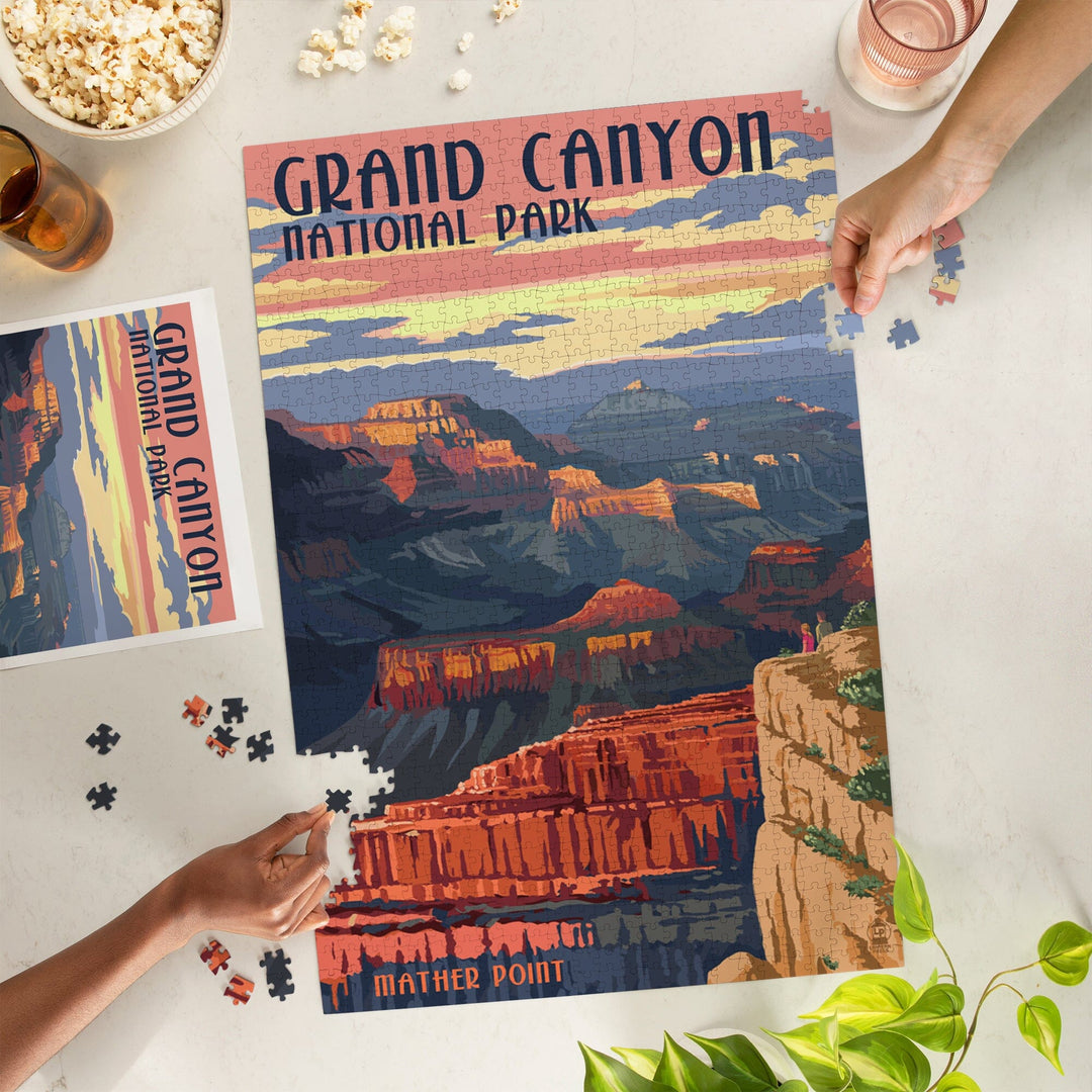 Grand Canyon National Park, Arizona, Mather Point, Jigsaw Puzzle Puzzle Lantern Press 