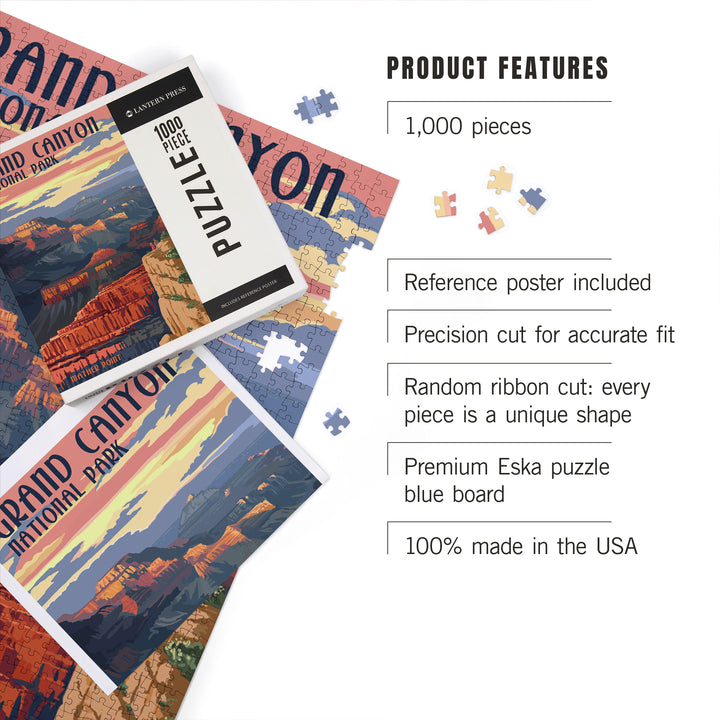 Grand Canyon National Park, Arizona, Mather Point, Jigsaw Puzzle Puzzle Lantern Press 