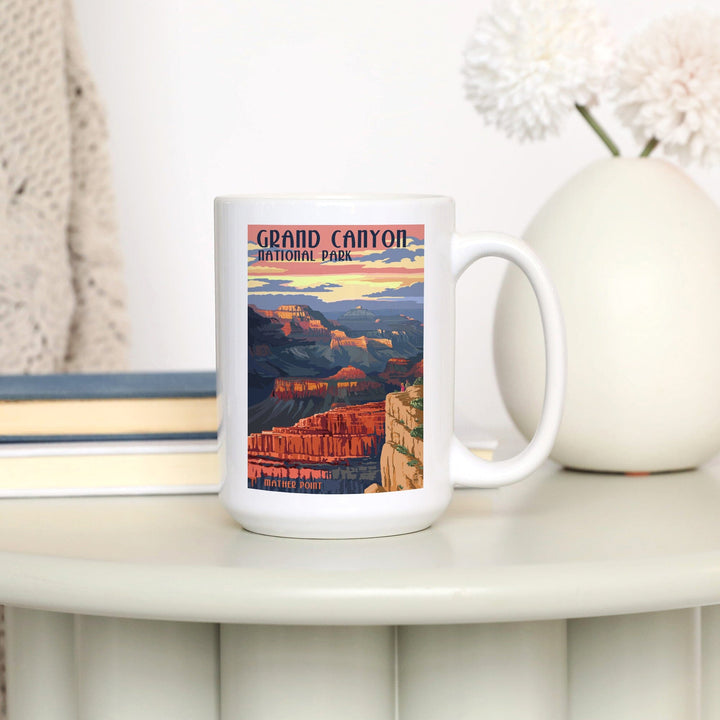 Grand Canyon National Park, Arizona, Mather Point, Lantern Press Artwork, Ceramic Mug Mugs Lantern Press 