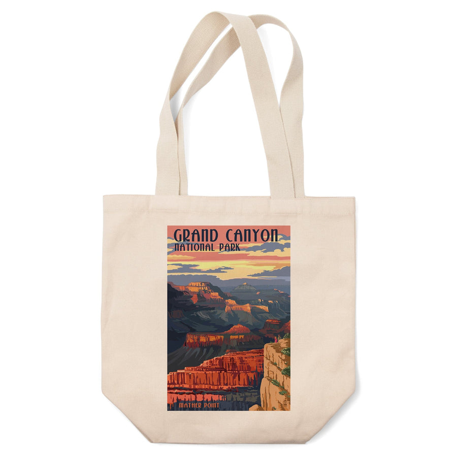Grand Canyon National Park, Arizona, Mather Point, Lantern Press Artwork, Tote Bag Totes Lantern Press 